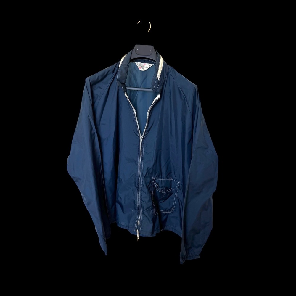 Vintage Sears The Men's Store Navy Nylon Windbreaker Jacket XL Full Zip